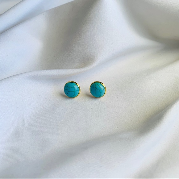 Natural Turquoise gemstone earrings - Picture 3 of 4